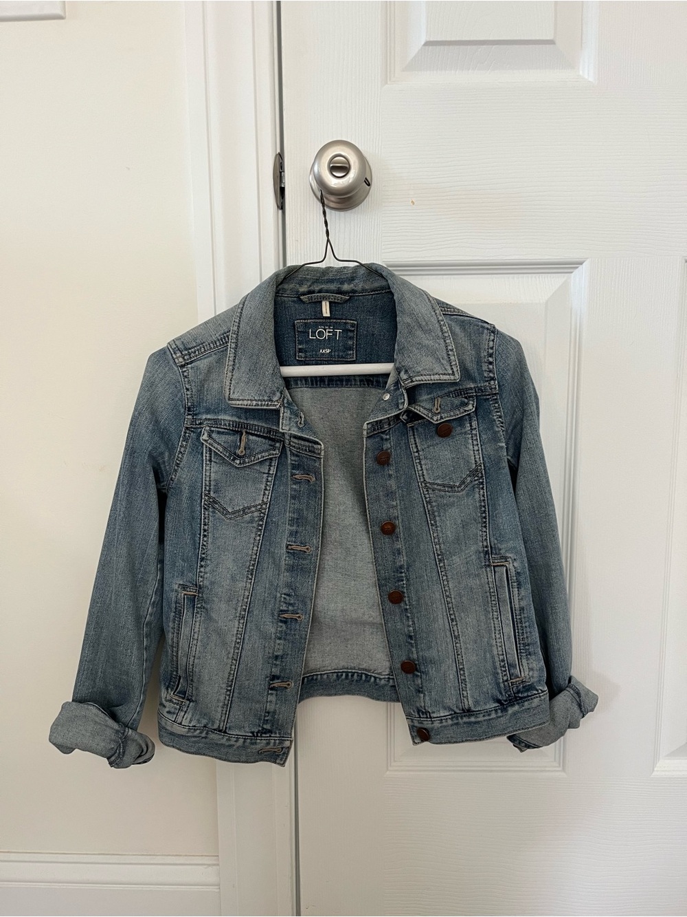 LOFT Washed Denim Jacket in Medium Blue